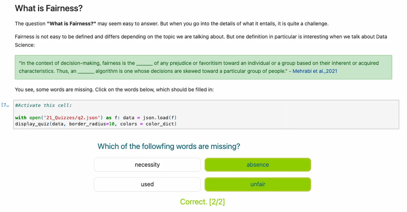 Jupyter Quiz example
